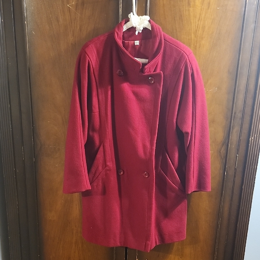 Women's Red Double-Breasted Coat